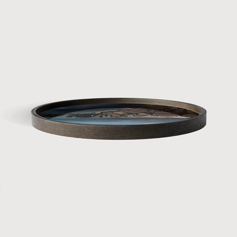Ethnicraft - Plateau "vide-poche" ronds en verre - Organic Slate- L - diam. 30