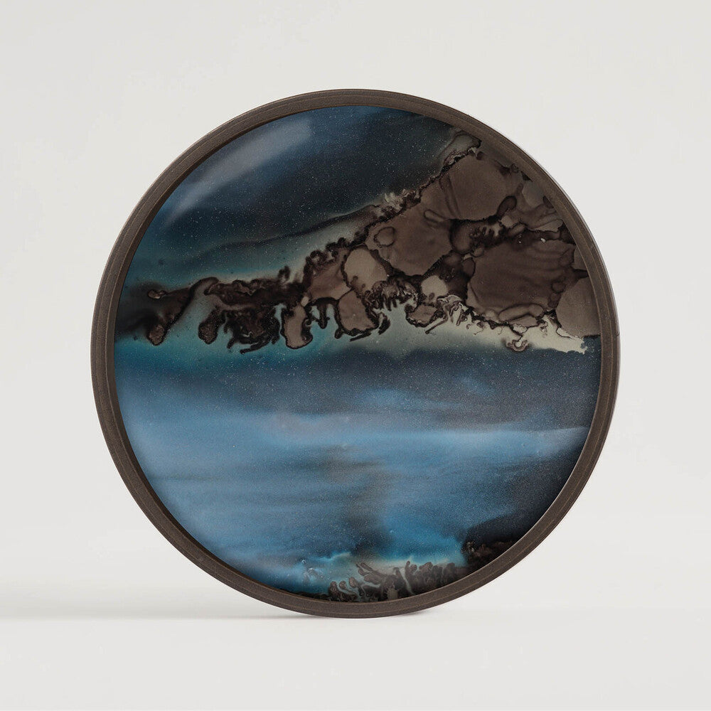 Ethnicraft - Plateau "vide-poche" ronds en verre - Organic Slate- L - diam. 30