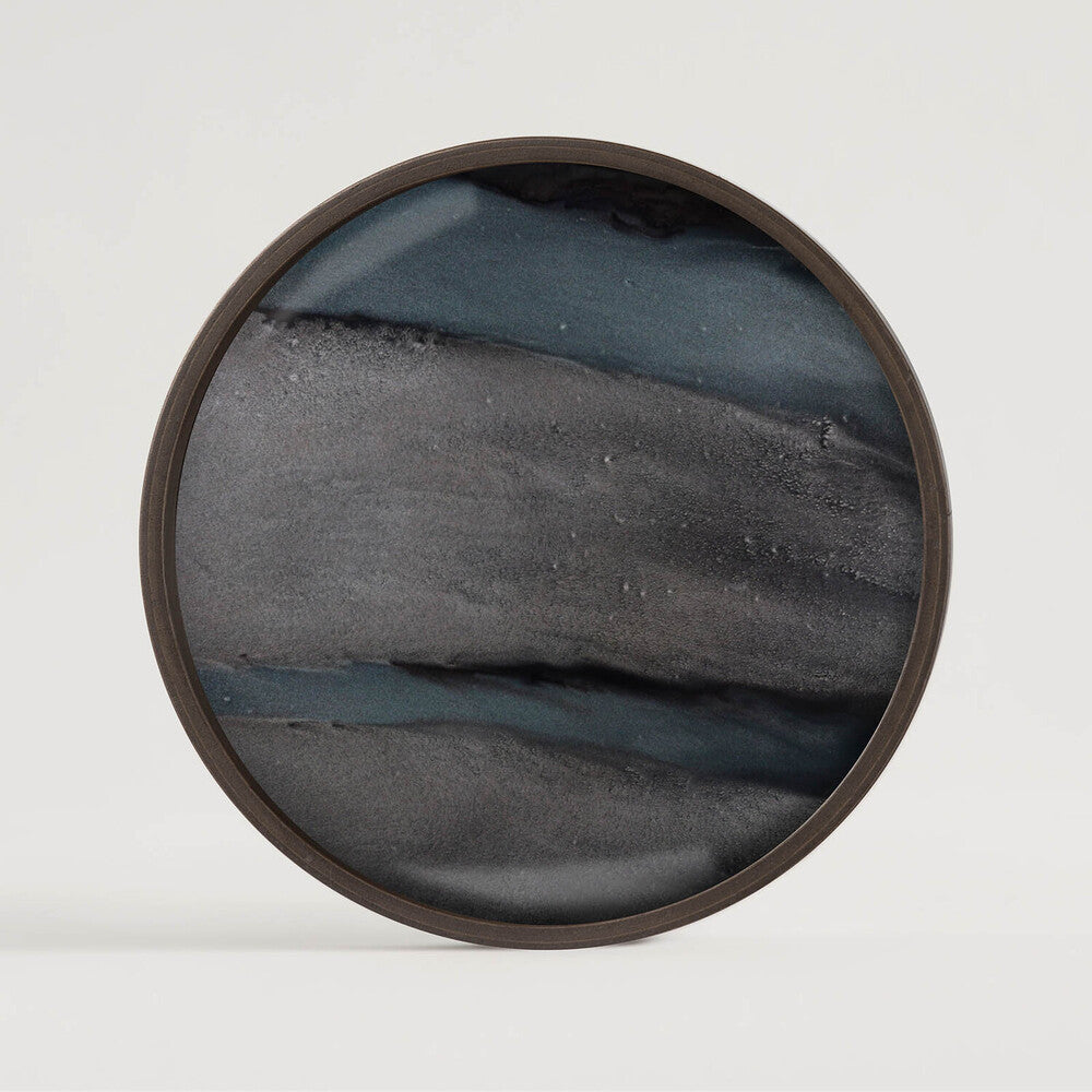 Ethnicraft - Plateau "vide-poche" rond en verre - organic graphite - L - 30 X 30 X H3