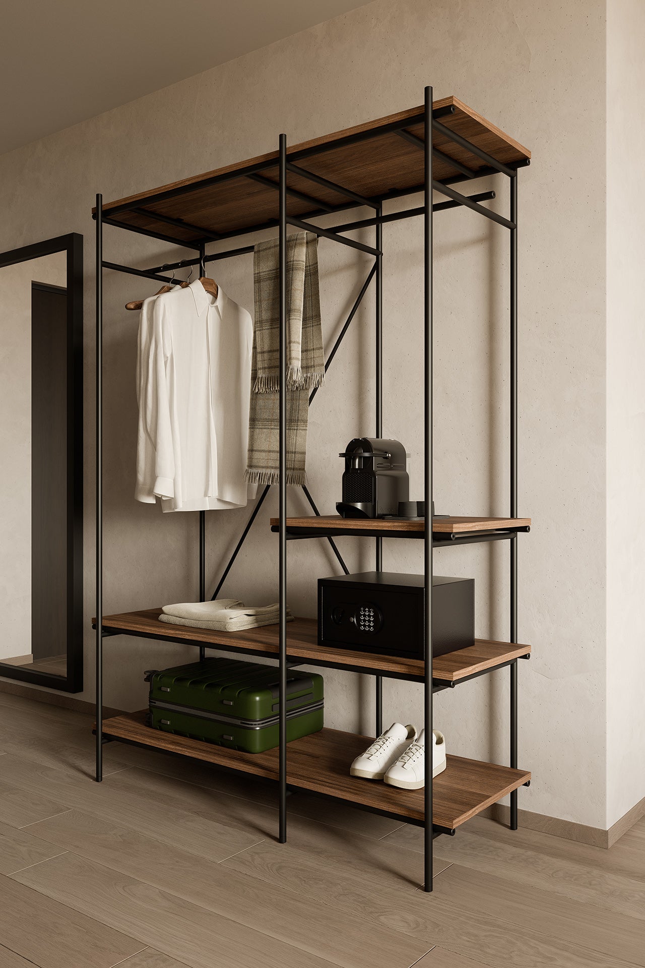 Ethnicraft - Penderie Oscar - teck massif - Brun Verni - 140 x 51 x H197