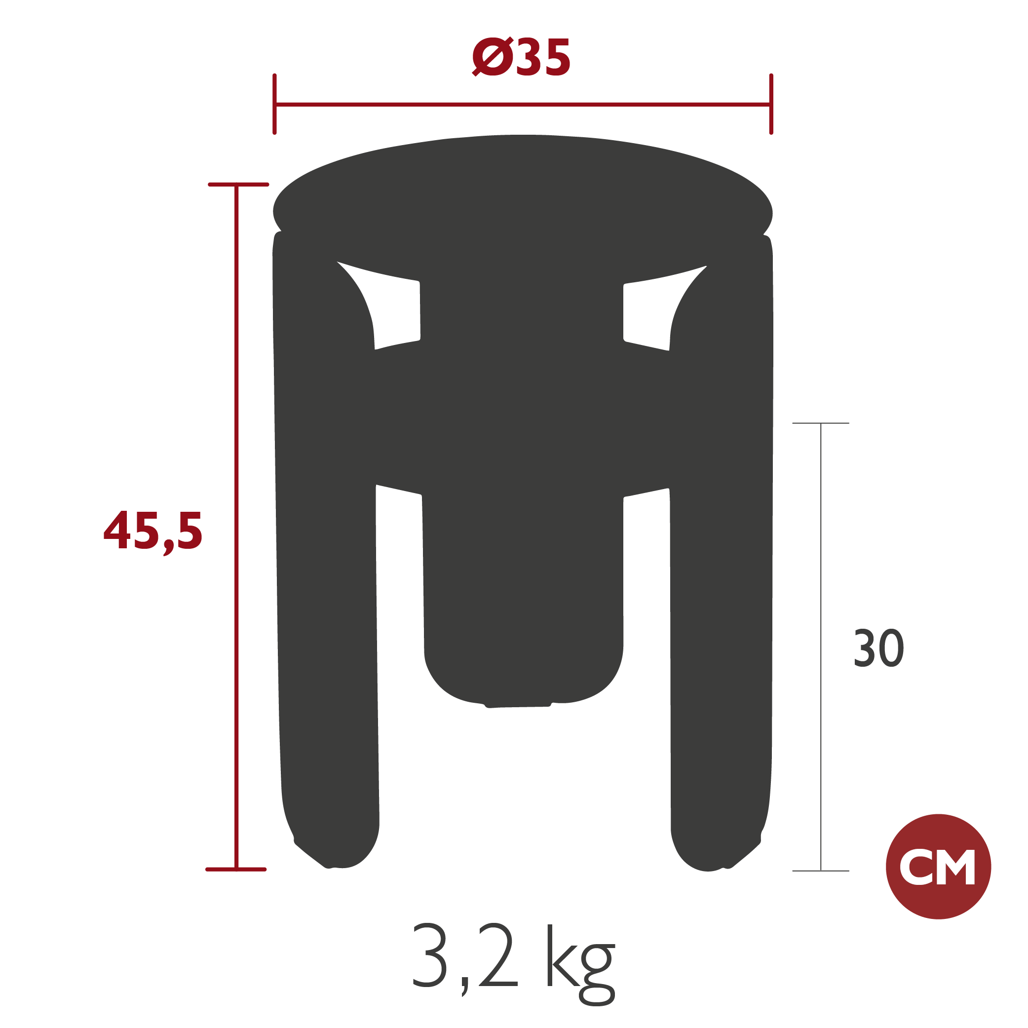 Fermob - Table Bebop Diam.35 carbone