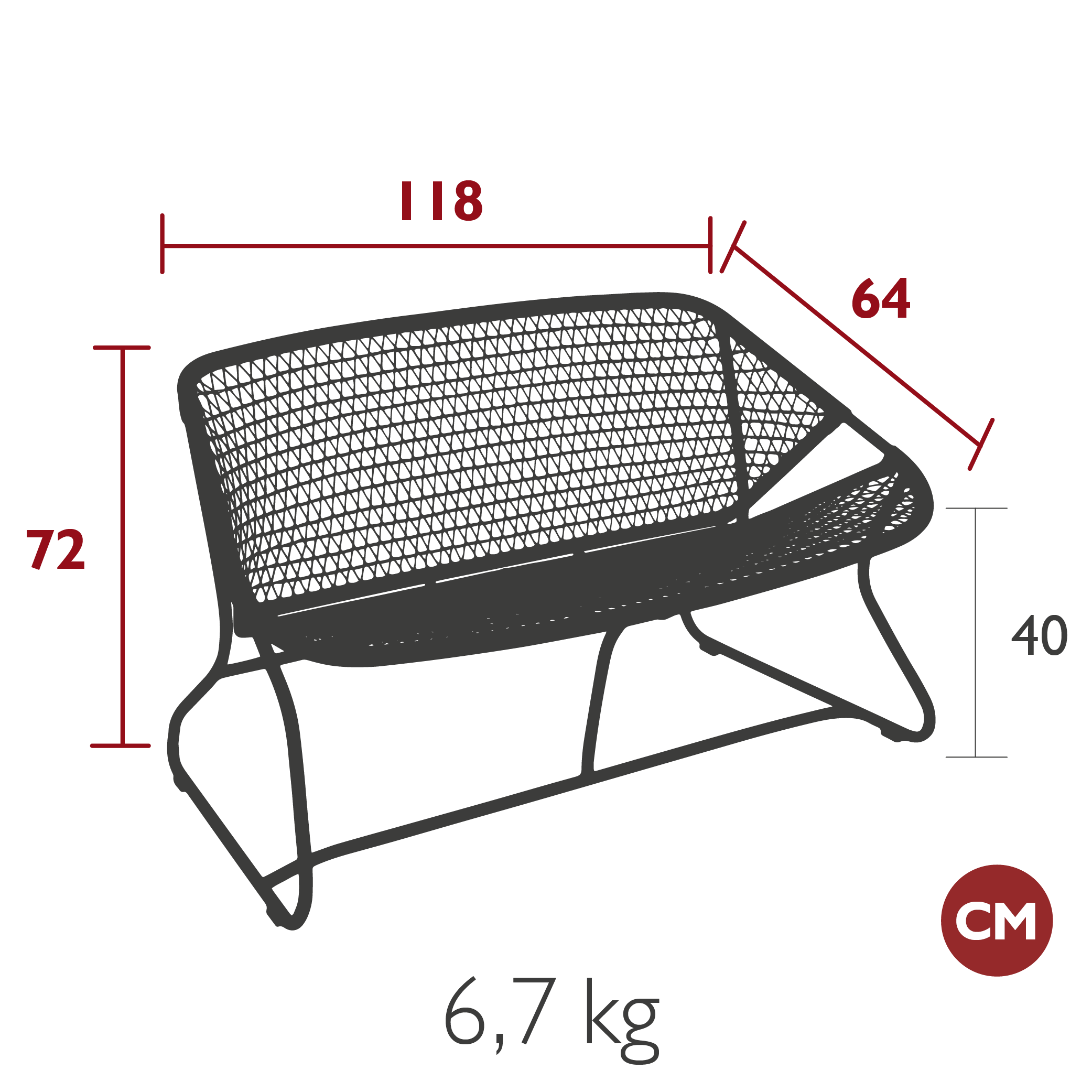 Fermob - Sixties - Banquette 2 places - Réglisse (En stock)