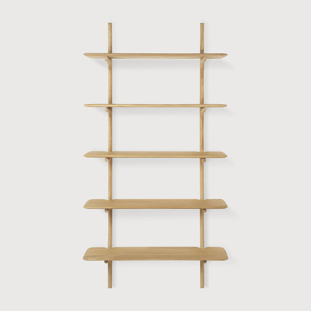 Ethnicraft - Bibliothèque murale PI - Chêne - 5 niveaux - 100 x 35 x 196