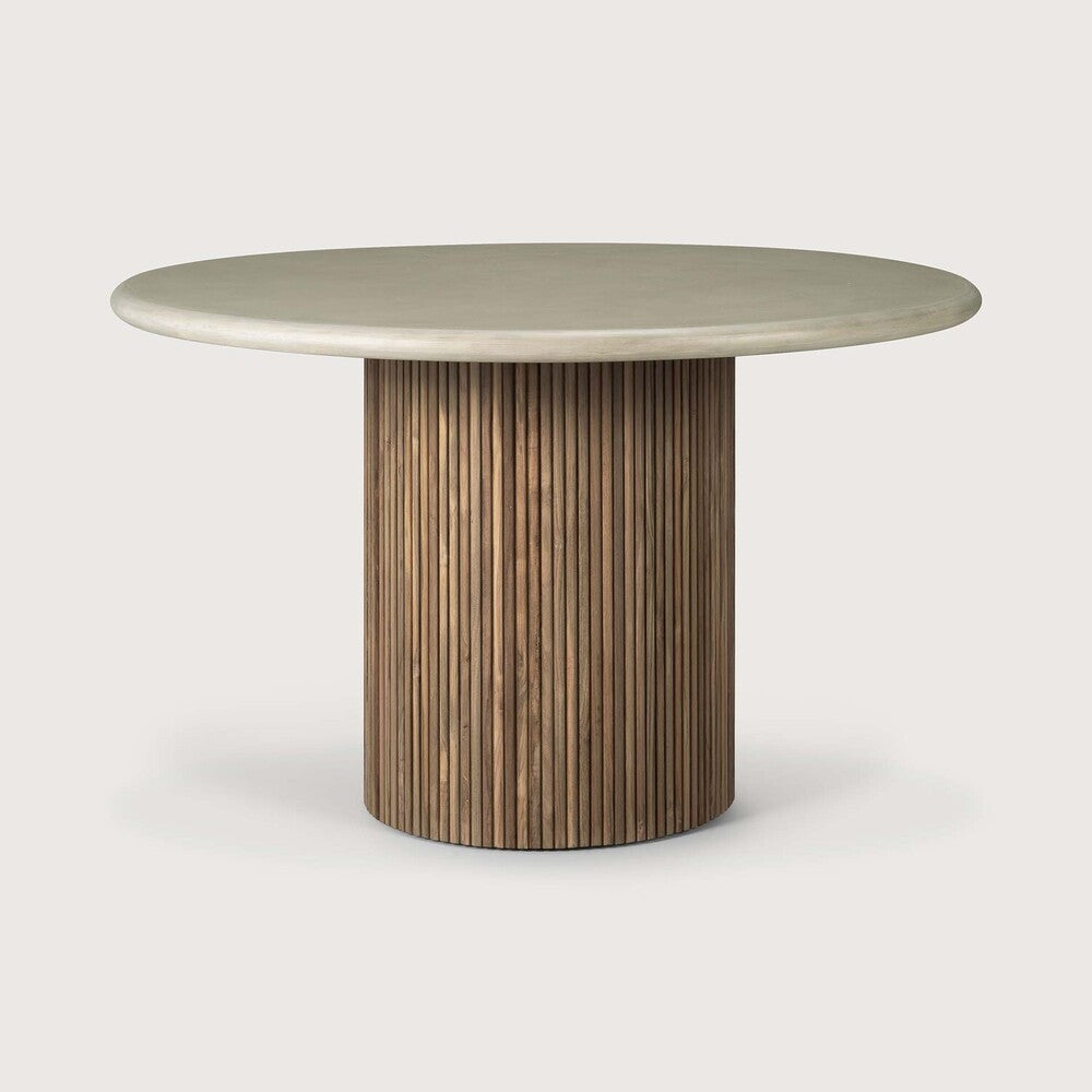 Ethnicraft - Outdoor - Table Roller Max - Ciment et Teck - Diamètre 125 x H76