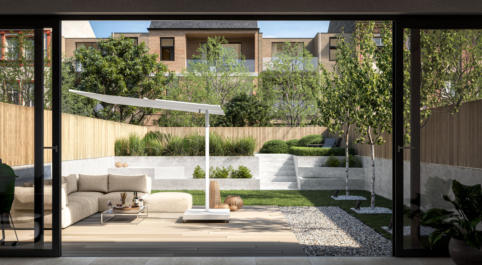 Umbrosa - Parasol Déporté Nano UX Architecture - Carré 2.50 x 2.50 - Base à Dalles
