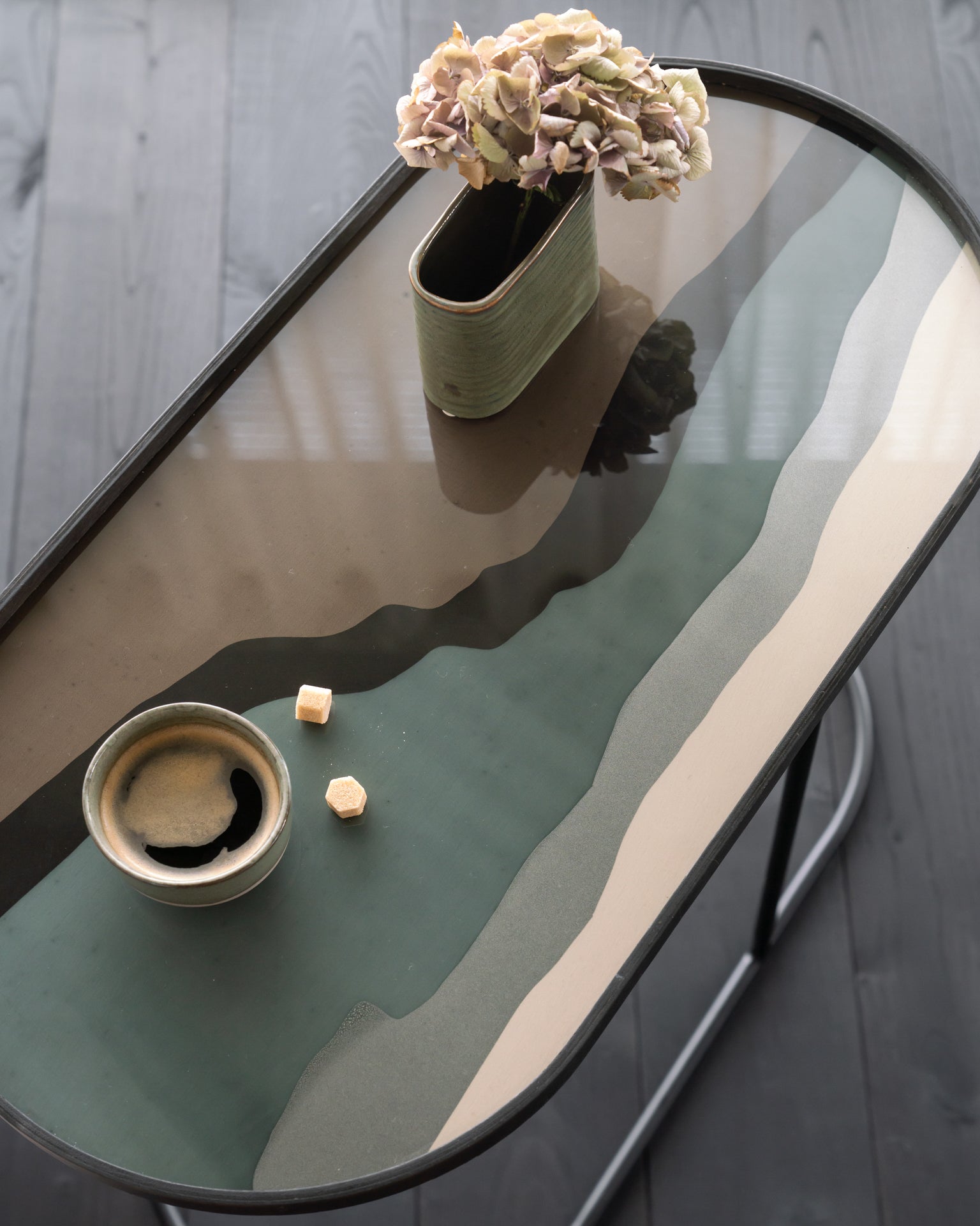 Ethnicraft - Plateau oblong en verre - Wabi Sabi - taille M - 71 x 36 x H3