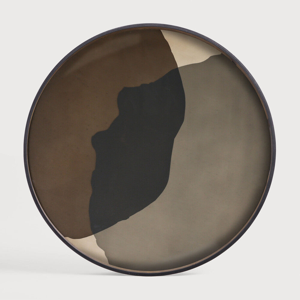 Ethnicraft - Plateau Combinated Dots Graphite - Glass - rond - XL - Diamètre 92 x H4