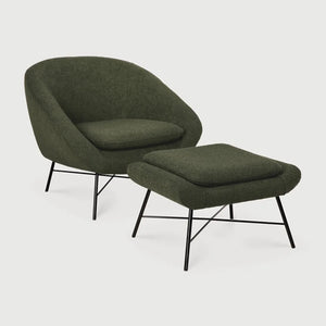 Ethnicraft – Barrow – Repose Pieds Barrow – Tissu Pine Green