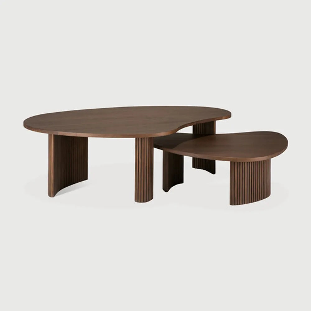 Ethnicraft – Boomerang – Table Basse Boomerang – Teck brun - 90 x 61 x 29 cm