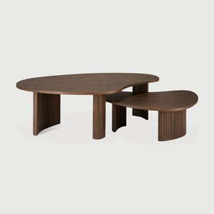 Ethnicraft – Boomerang – Table Basse Boomerang – Teck brun - 90 x 61 x 29 cm