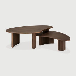 Ethnicraft – Boomerang – Table Basse Boomerang – Teck brun - 90 x 61 x 29 cm