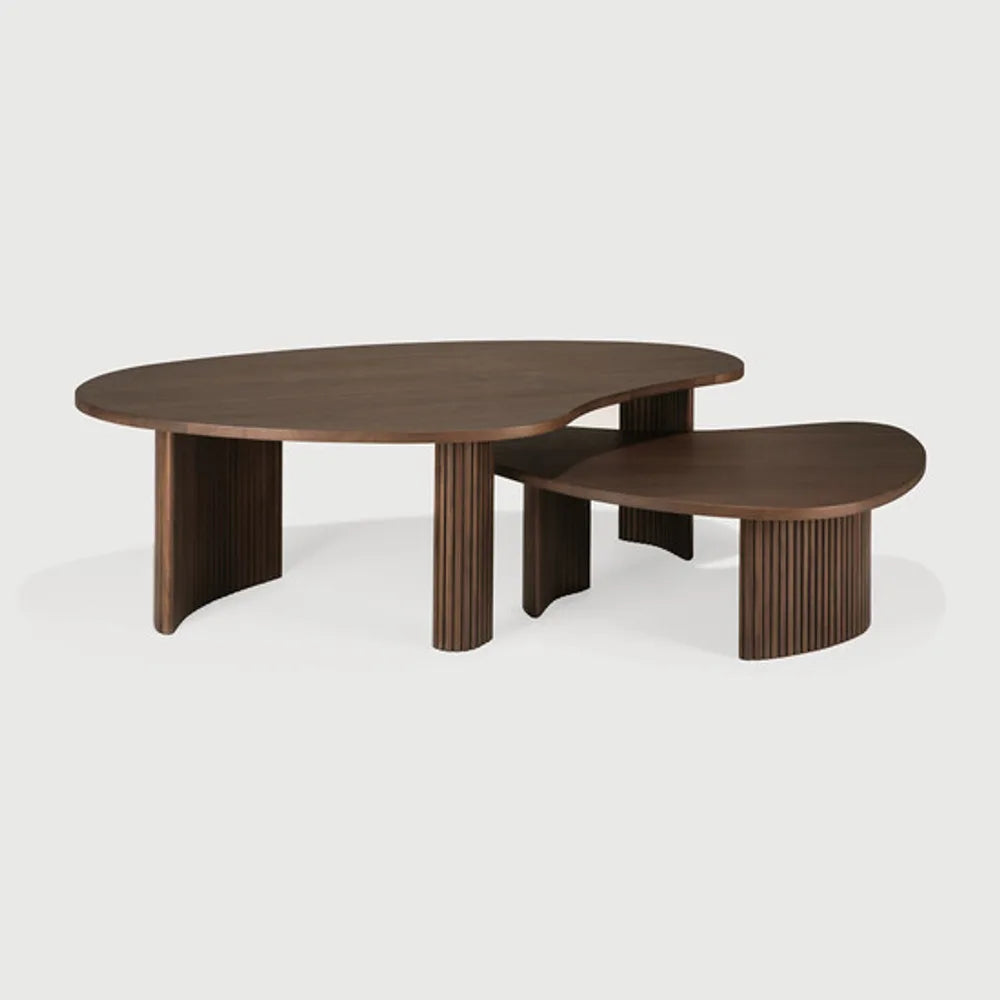 Ethnicraft – Boomerang – Table Basse Boomerang – Teck brun - 126 x 74 x 40 cm