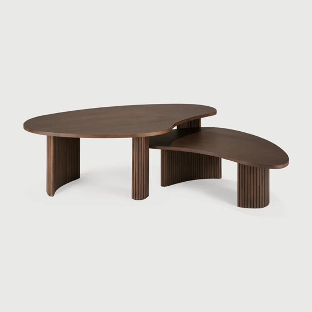 Ethnicraft – Boomerang – Table Basse Boomerang – Teck brun - 126 x 74 x 40 cm
