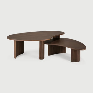 Ethnicraft – Boomerang – Table Basse Boomerang – Teck brun - 126 x 74 x 40 cm