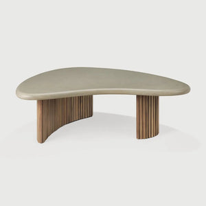Ethnicraft – Boomerang – Table Basse De Jardin Boomerang – Béton et teck recyclé - 90 cm