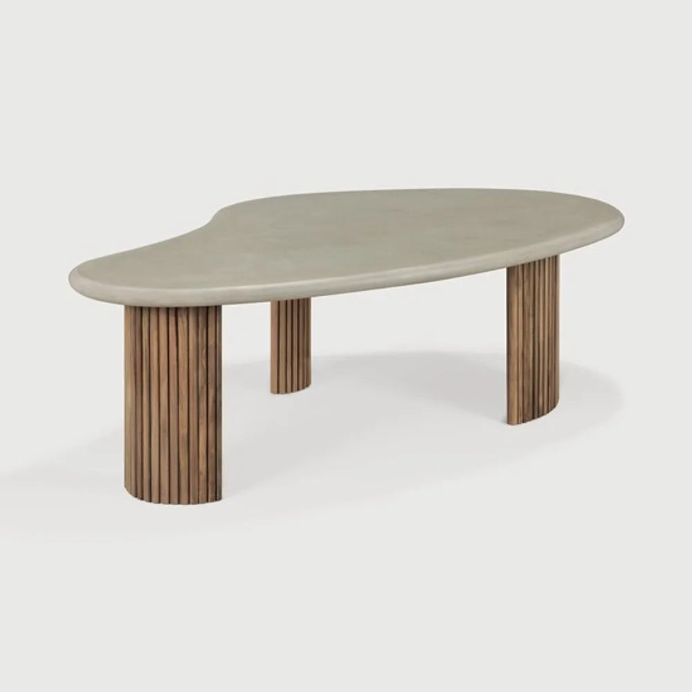 Ethnicraft – Boomerang – Table Basse De Jardin Boomerang – Béton et teck recyclé - 126 cm