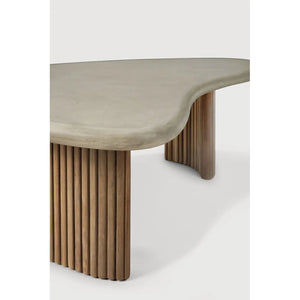 Ethnicraft – Boomerang – Table Basse De Jardin Boomerang – Béton et teck recyclé - 126 cm