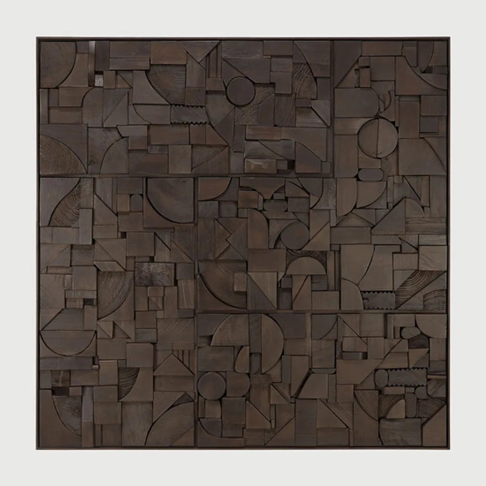 Ethnicraft – Bricks – Decoration Murale Bricks – Dark Brown - 100 x 100 cm - Carré