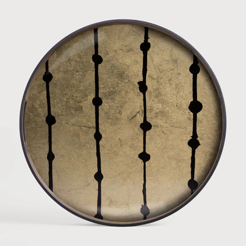 Ethnicraft – Gilded Layers – Plateau En Verre Gold Leaf Dots – Default