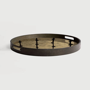 Ethnicraft – Gilded Layers – Plateau En Verre Gold Leaf Dots – Default