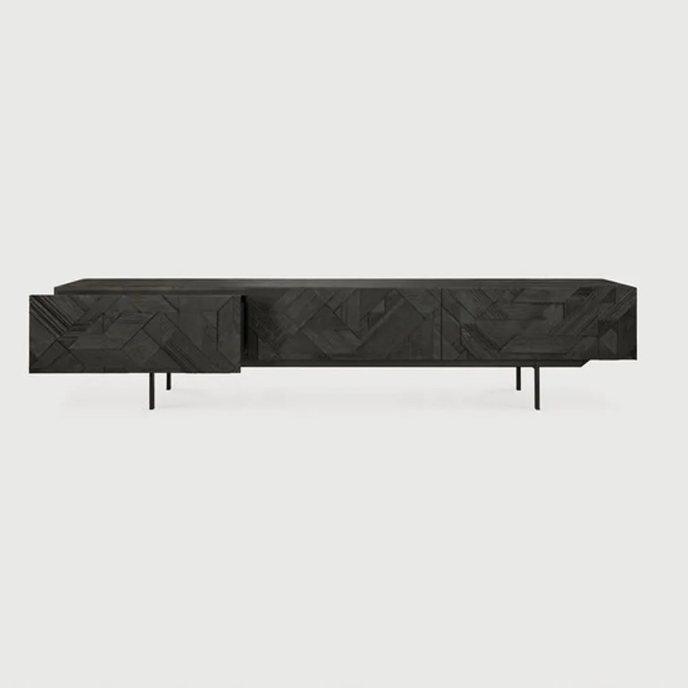 Ethnicraft – Graphic – Meuble TV Graphic – Teck noir - 240 cm