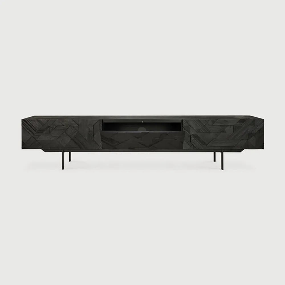 Ethnicraft – Graphic – Meuble TV Graphic – Teck noir - 240 cm