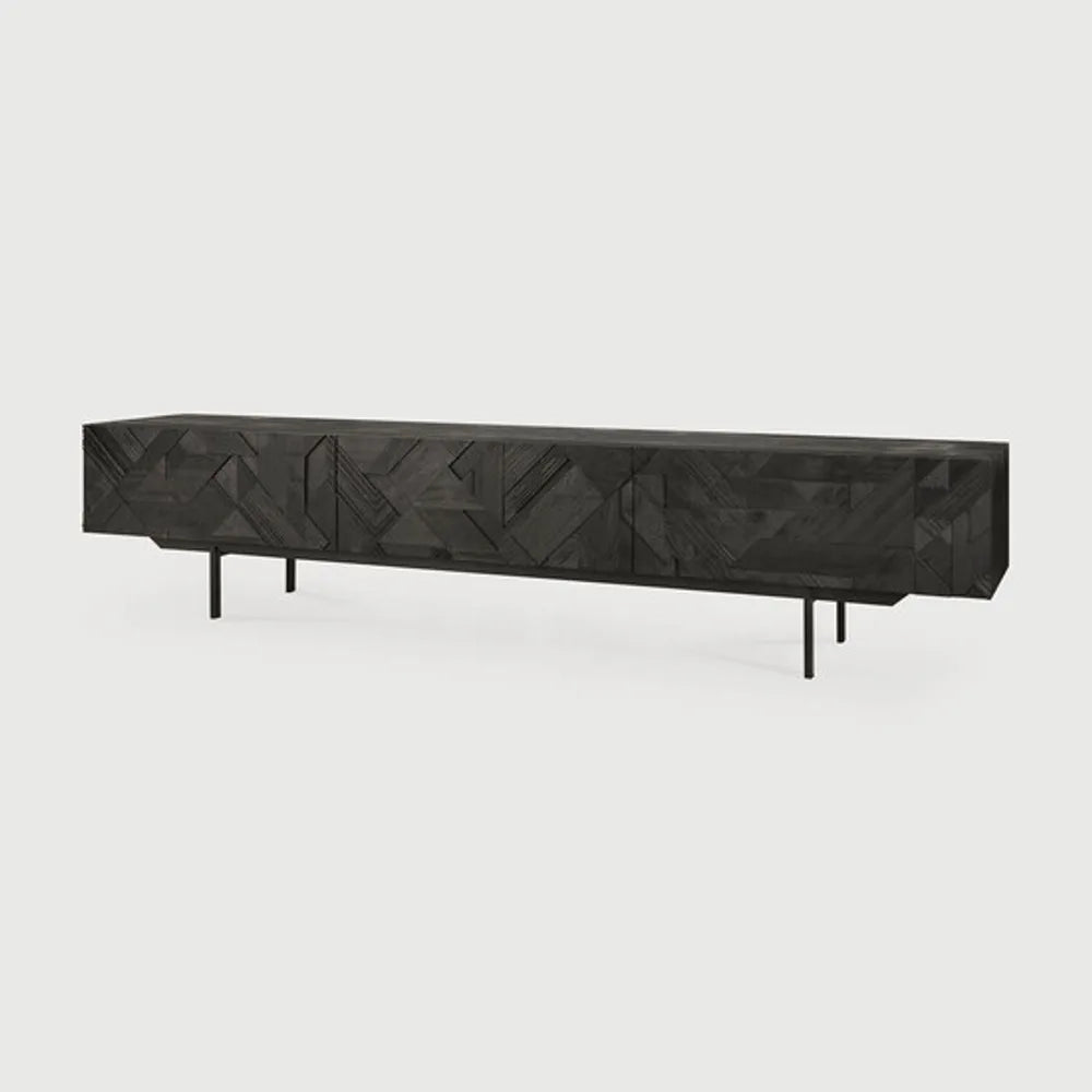Ethnicraft – Graphic – Meuble TV Graphic – Teck noir - 240 cm