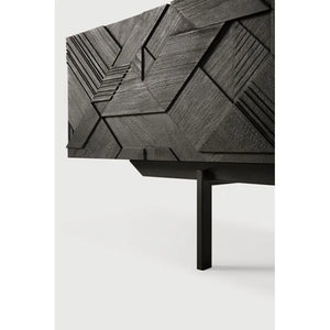 Ethnicraft – Graphic – Meuble TV Graphic – Teck noir - 240 cm