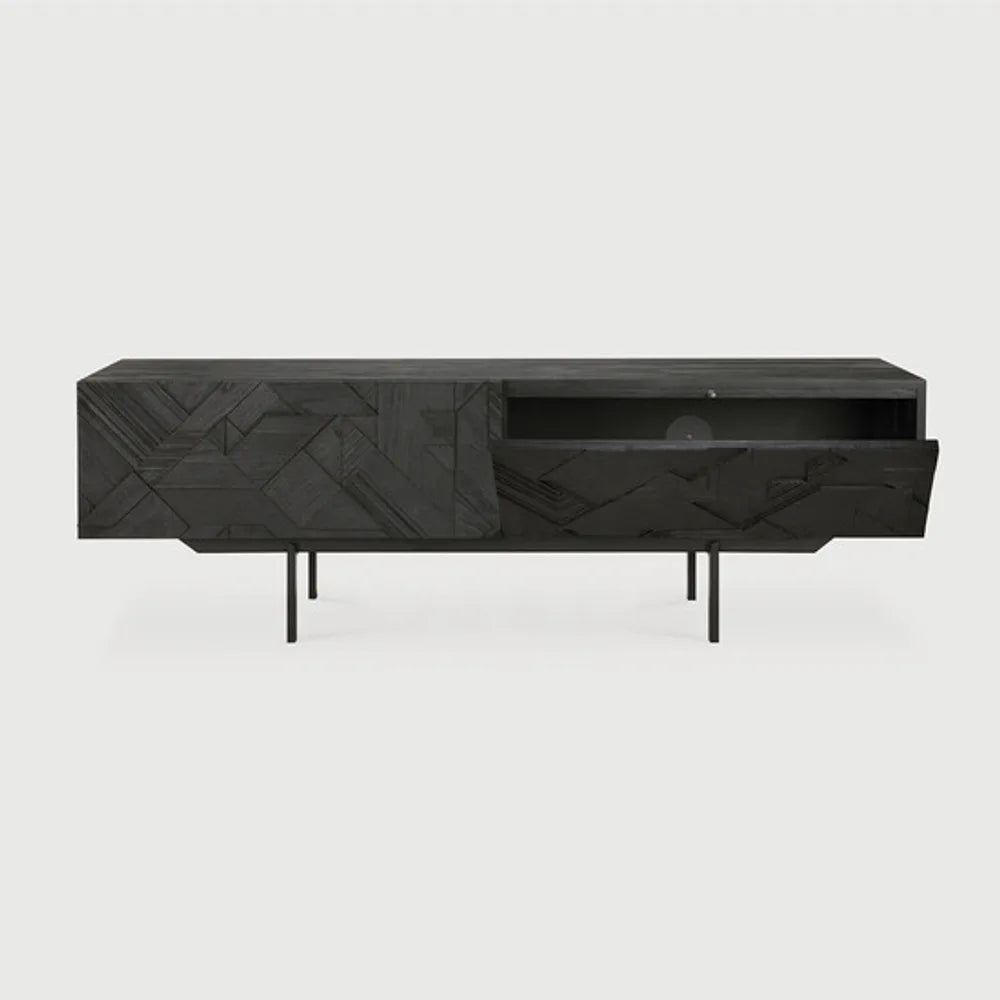 Ethnicraft – Graphic – Meuble TV Graphic – Teck noir - 160 cm