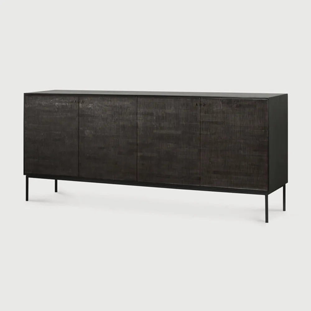 Ethnicraft – Grooves – Buffet Grooves – Teck noir clair - 202 cm