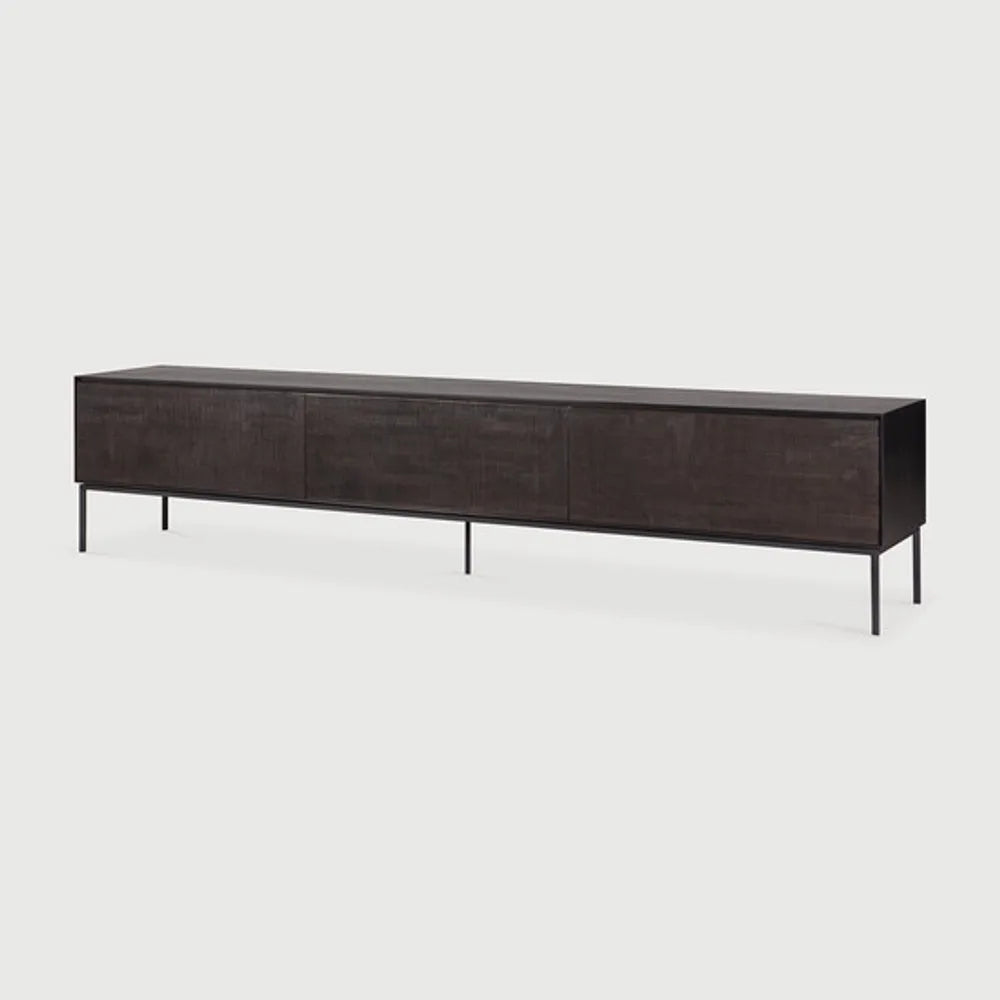 Ethnicraft – Grooves – Meuble Tv Grooves – Teck noir clair - 242 cm
