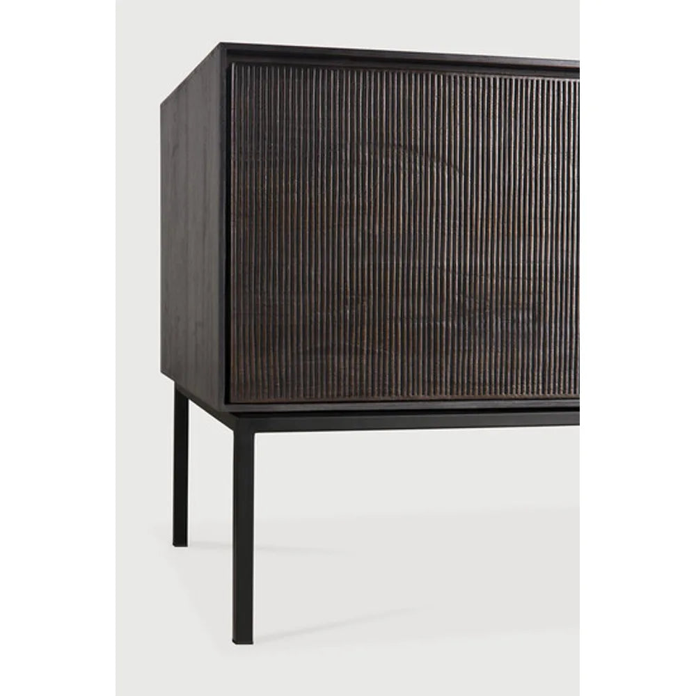 Ethnicraft – Grooves – Meuble Tv Grooves – Teck noir clair - 242 cm
