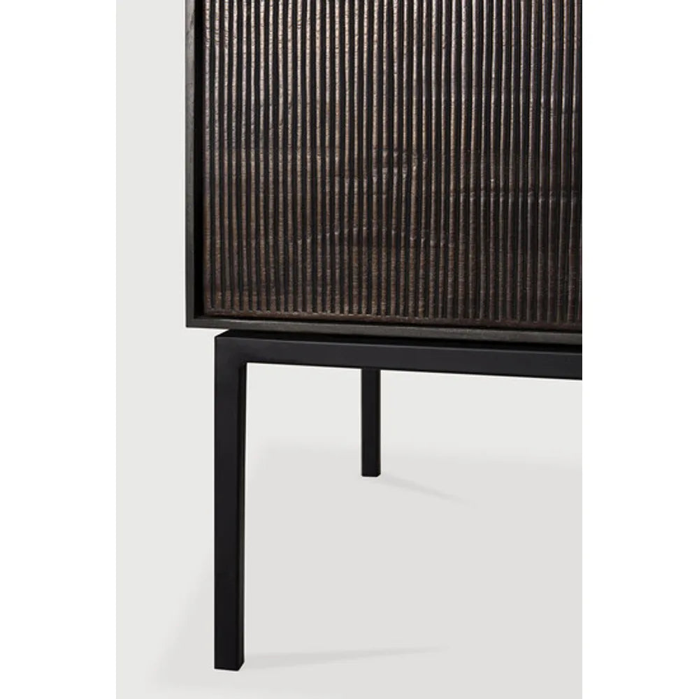Ethnicraft – Grooves – Meuble Tv Grooves – Teck noir clair - 242 cm