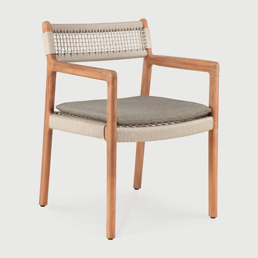 Ethnicraft – Jack – Chaise De Jardin Jack Woven – Silt - Teck et cordon beige