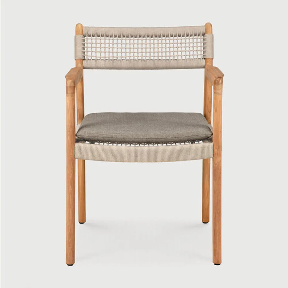 Ethnicraft – Jack – Chaise De Jardin Jack Woven – Silt - Teck et cordon beige