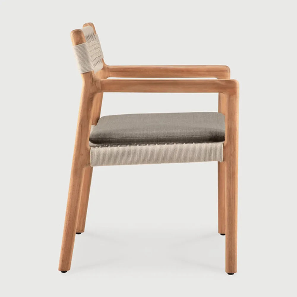 Ethnicraft – Jack – Chaise De Jardin Jack Woven – Silt - Teck et cordon beige