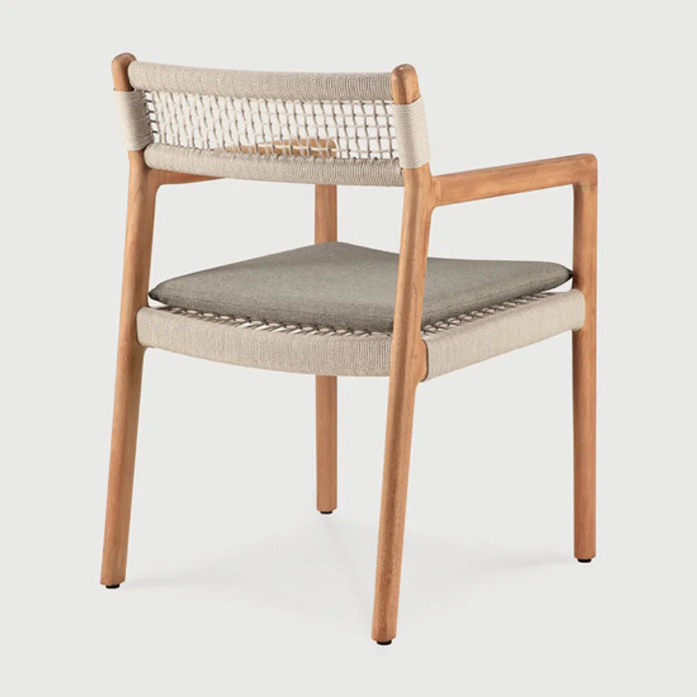 Ethnicraft – Jack – Chaise De Jardin Jack Woven – Silt - Teck et cordon beige