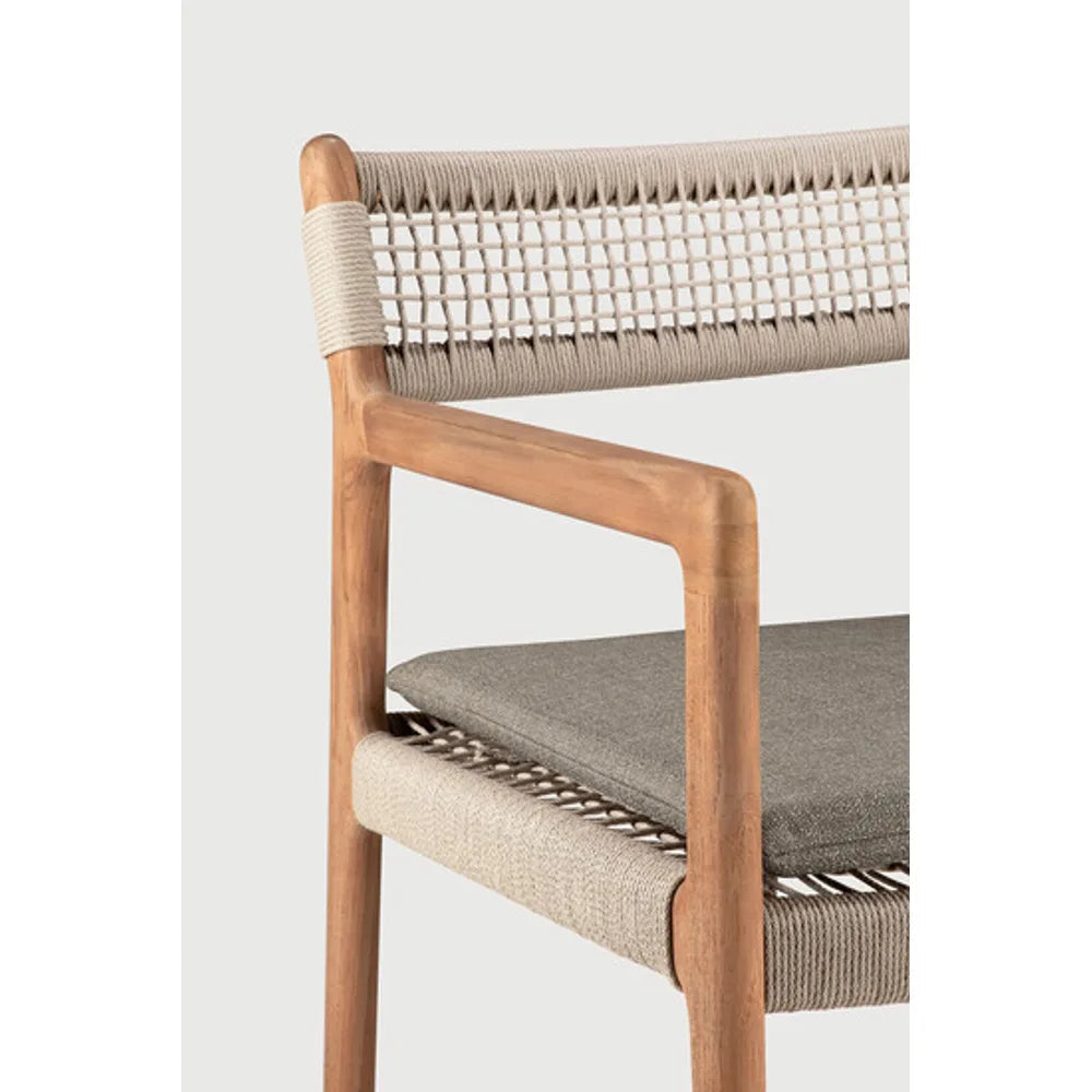 Ethnicraft – Jack – Chaise De Jardin Jack Woven – Silt - Teck et cordon beige