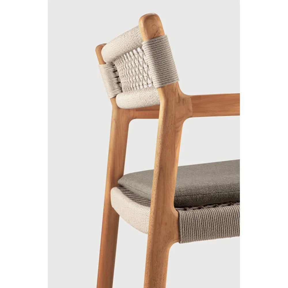 Ethnicraft – Jack – Chaise De Jardin Jack Woven – Silt - Teck et cordon beige