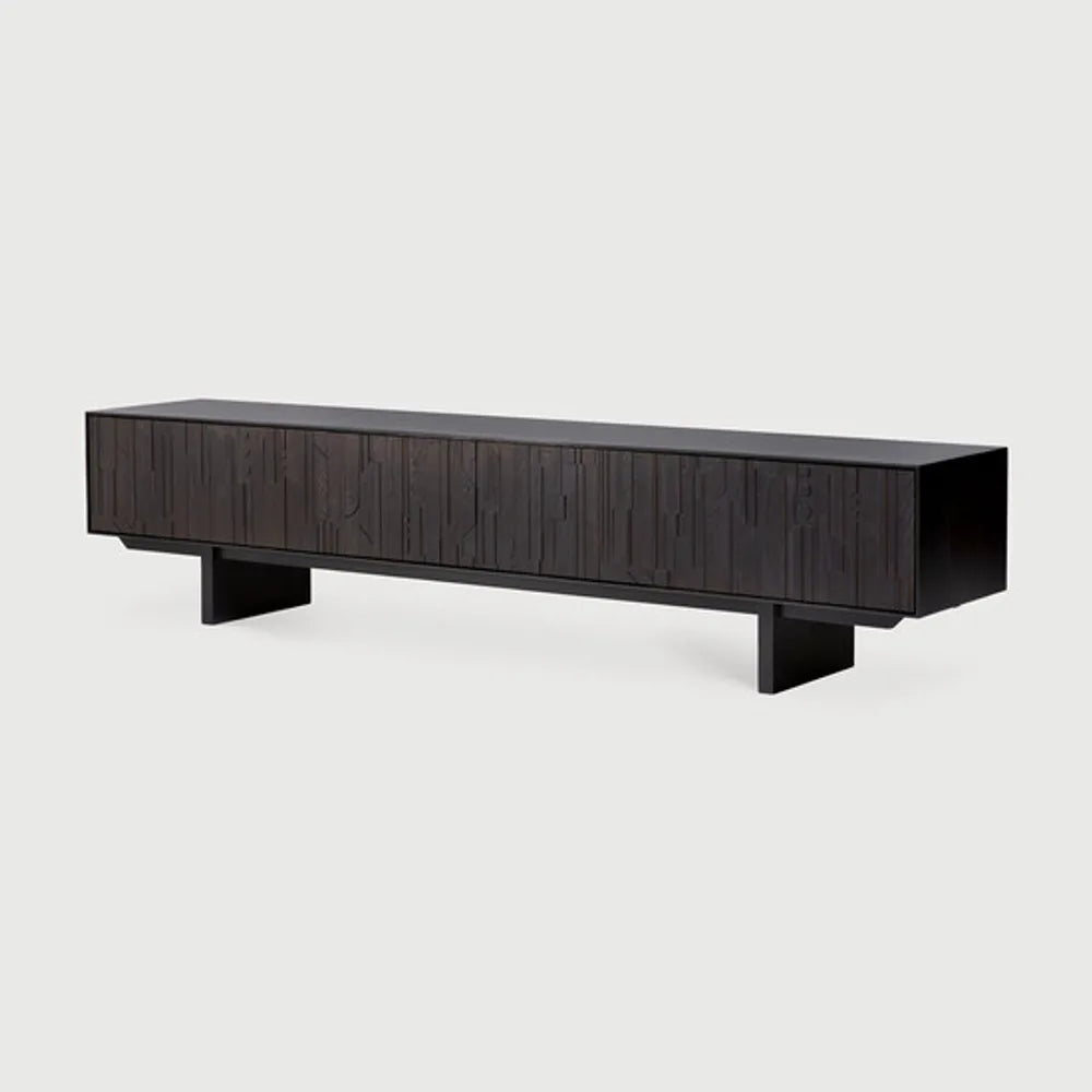 Ethnicraft – Mosaic – Meuble TV Mosaic – Teck noir clair - 242 cm