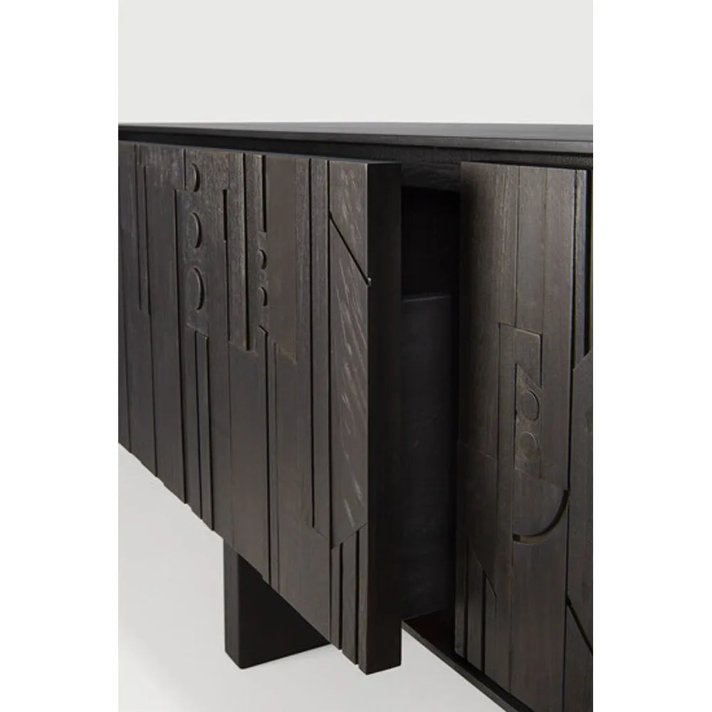 Ethnicraft – Mosaic – Meuble TV Mosaic – Teck noir clair - 242 cm