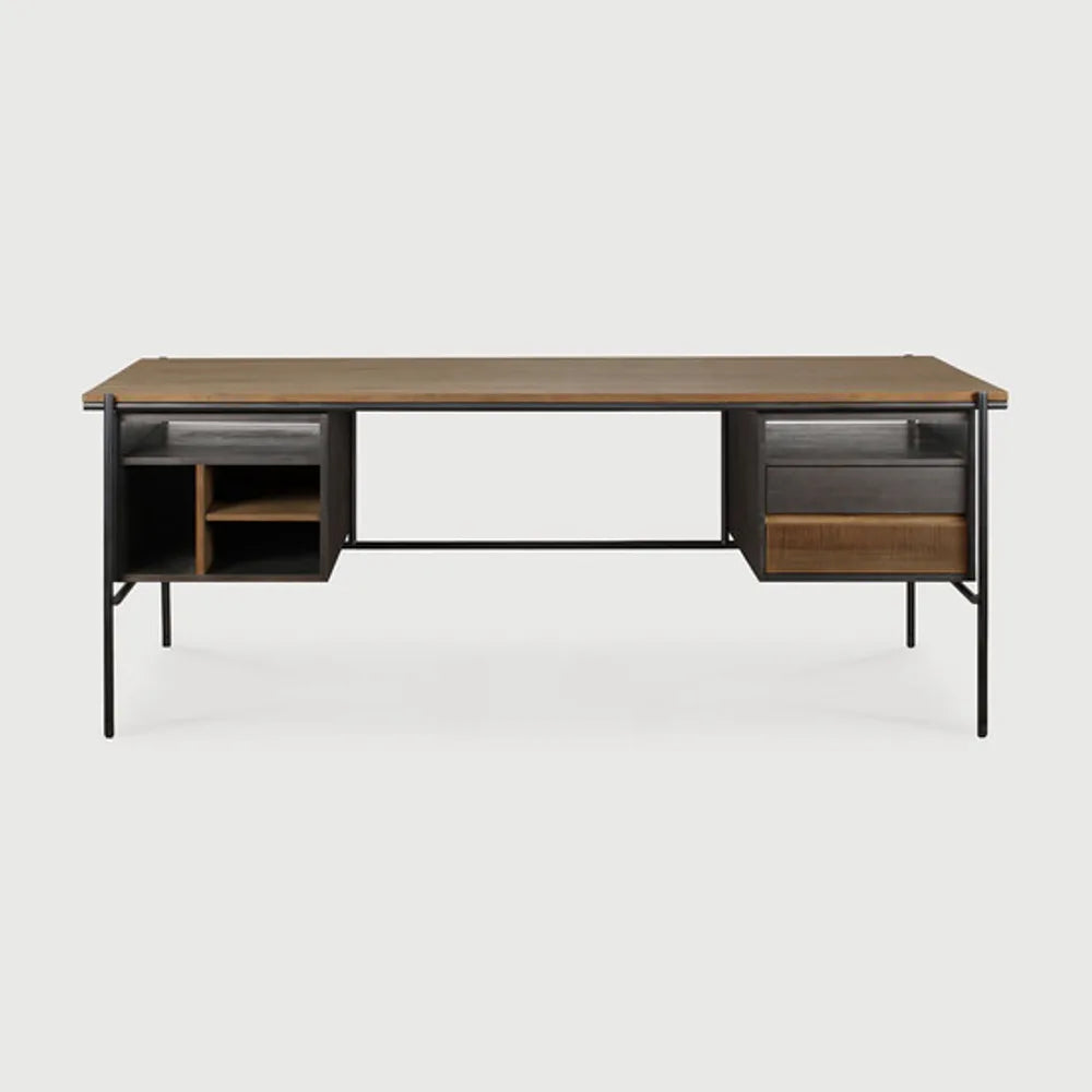 Ethnicraft – Oscar – Bureau Oscar – Teck - 200 x 90 cm - 2 tiroirs