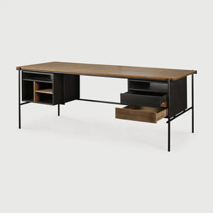 Ethnicraft – Oscar – Bureau Oscar – Teck - 200 x 90 cm - 2 tiroirs