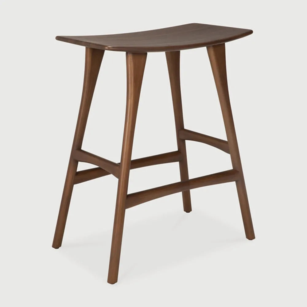 Ethnicraft – Osso – Tabouret Osso – Teck brun - Sans revêtement - Tabouret de cuisine