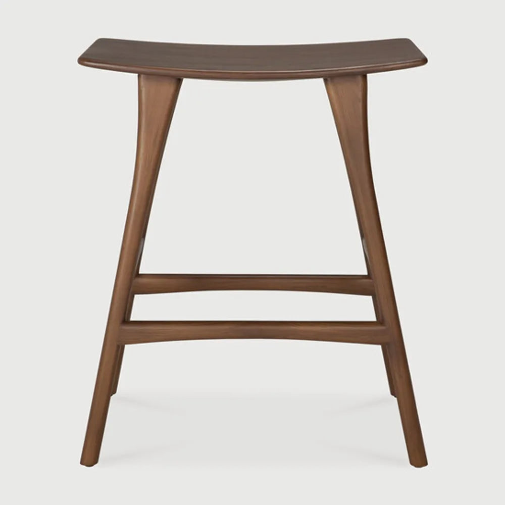Ethnicraft – Osso – Tabouret Osso – Teck brun - Sans revêtement - Tabouret de cuisine