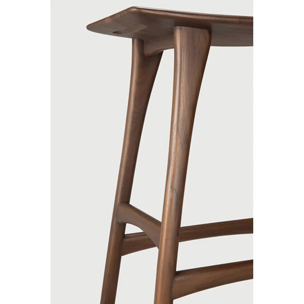 Ethnicraft – Osso – Tabouret Osso – Teck brun - Sans revêtement - Tabouret de cuisine