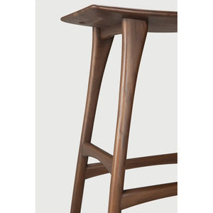 Ethnicraft – Osso – Tabouret Osso – Teck brun - Sans revêtement - Tabouret de cuisine