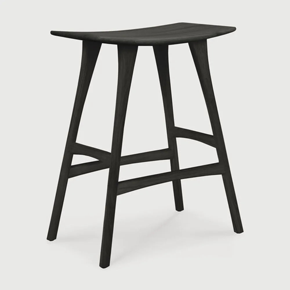 Ethnicraft – Osso – Tabouret Osso – Chêne noir - Sans revêtement - Tabouret de cuisine