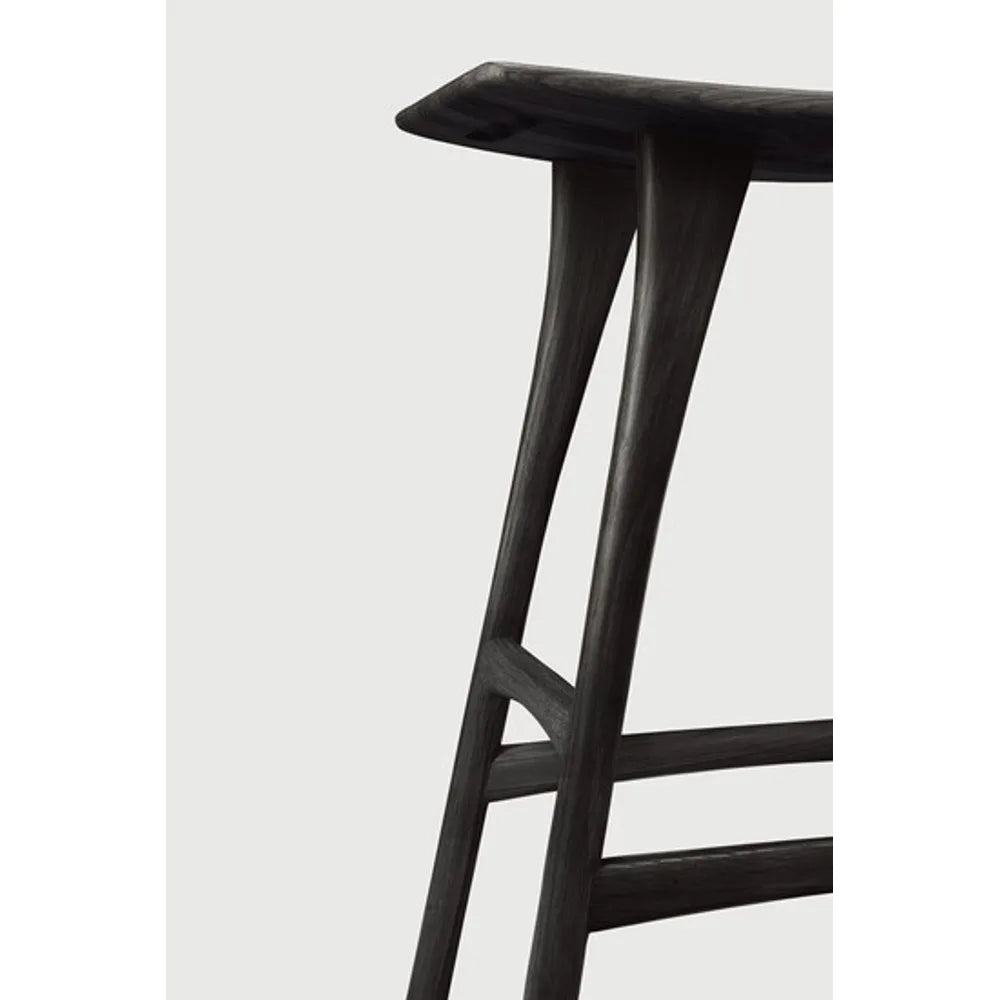 Ethnicraft – Osso – Tabouret Osso – Chêne noir - Sans revêtement - Tabouret de cuisine