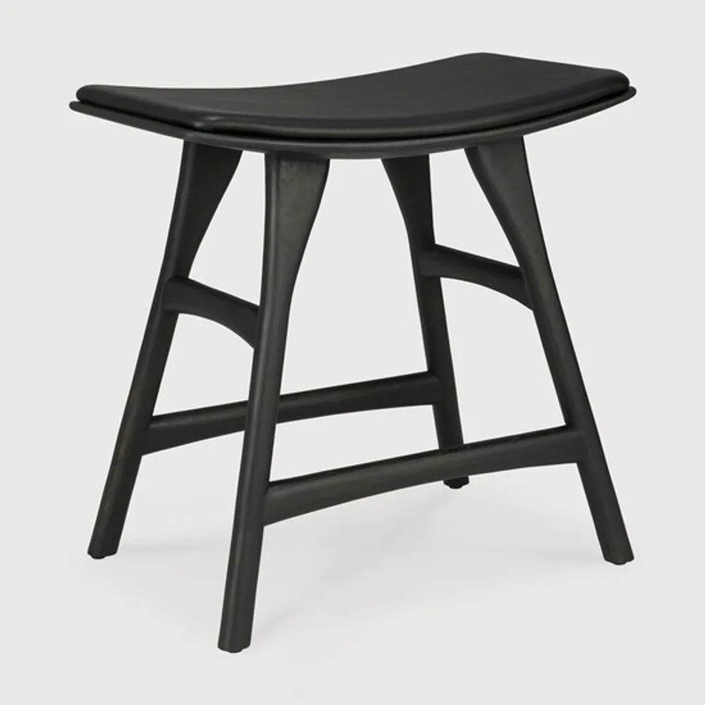 Ethnicraft – Osso – Tabouret Osso – Chêne noir - Cuir Black - Tabouret